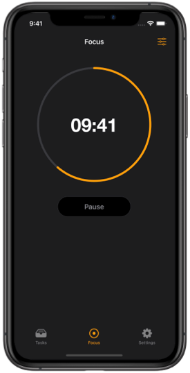 Dark Mode focus timer iPhone